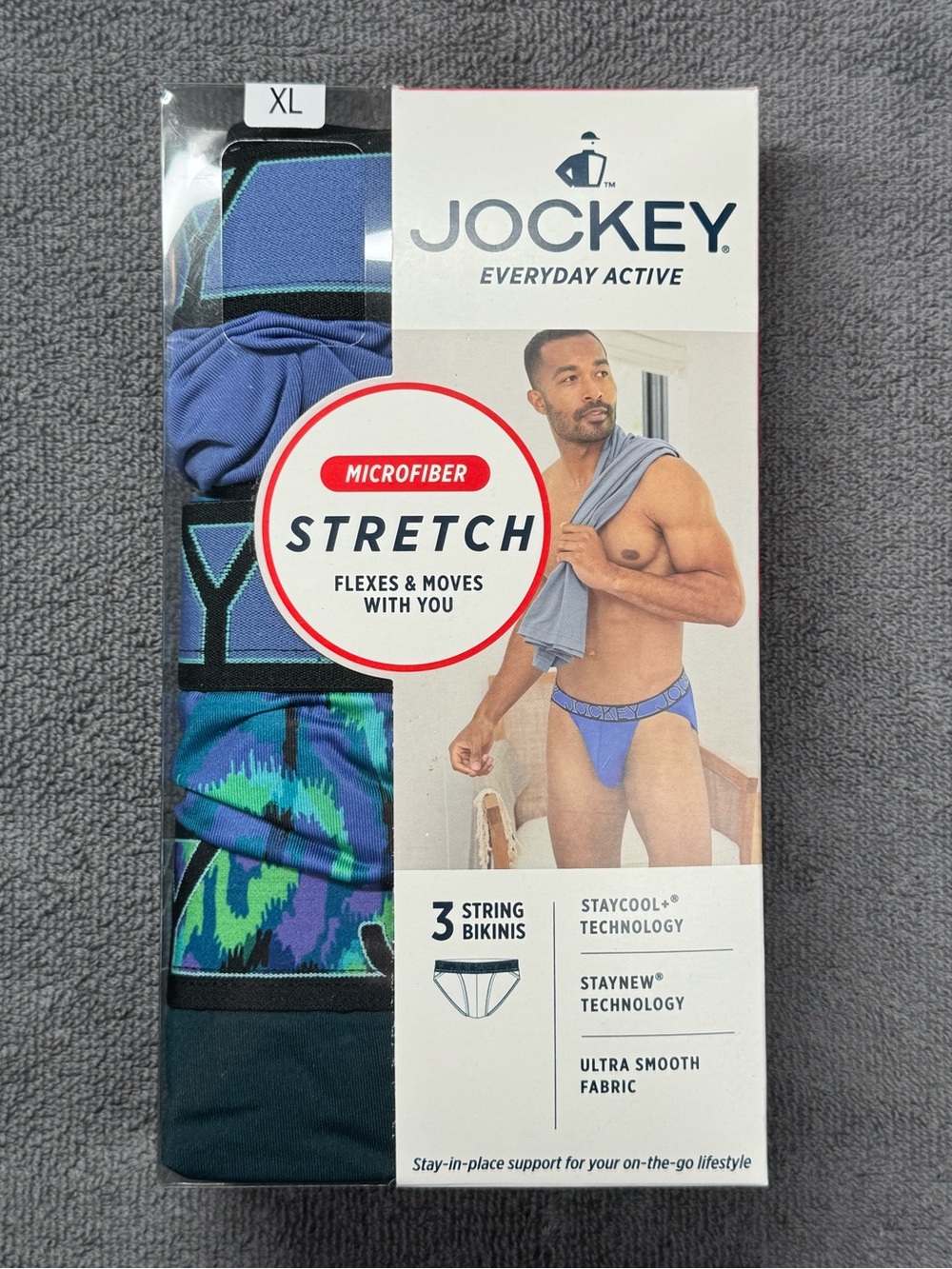 Jockey Men's Blue & Green Microfiber Stretch String Bikinis - 3 Pack